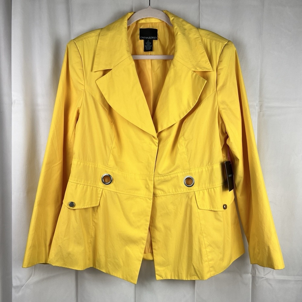 Cynthia Rowley XL NWT Yellow Belted Peplum Blazer Jacket Spring Career‎ Chic